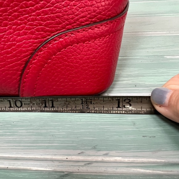 Ralph Lauren Red Leather Satchel With Crossbody Strap - Picture 10 of 14